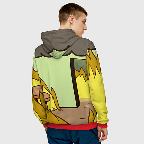 Мужская толстовка This is chill - this is fine мем / 3D-Красный – фото 4