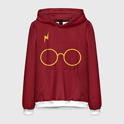 Толстовка-худи мужская Очки и молния, цвет: 3D-белый