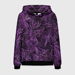 Толстовка-худи мужская Фиолетовая трава на чёрном фоне, цвет: 3D-черный