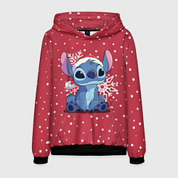 Толстовка-худи мужская Новогодний Стич, цвет: 3D-черный