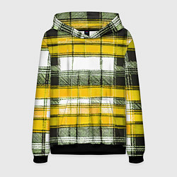 Толстовка-худи мужская Чёрные полосы на жёлто-белом фоне, цвет: 3D-черный
