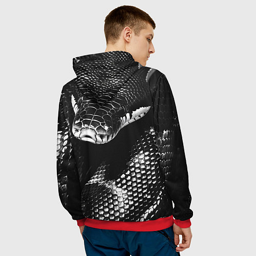 Мужская толстовка Черно-белая змея / 3D-Красный – фото 4