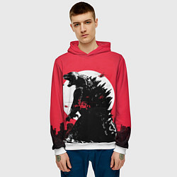Толстовка-худи мужская Godzilla destroys the city, цвет: 3D-белый — фото 2