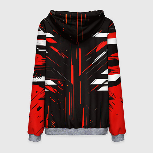 Мужская толстовка Красно-белые полосы и точки на чёрном фоне / 3D-Меланж – фото 2