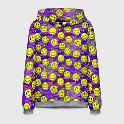 Толстовка-худи мужская Психоделические желтые смайлы, цвет: 3D-меланж