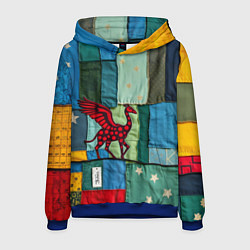Толстовка-худи мужская Пэчворк с драконом, цвет: 3D-синий