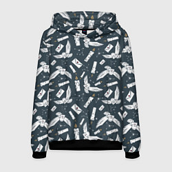 Толстовка-худи мужская Гарри Поттер - паттерн c Буклей и письмом, цвет: 3D-черный