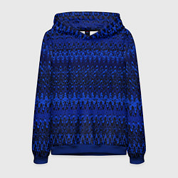Толстовка-худи мужская Чёрно-синий узоры, цвет: 3D-синий