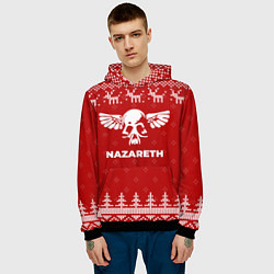 Толстовка-худи мужская Новогодний Nazareth с оленями, цвет: 3D-черный — фото 2