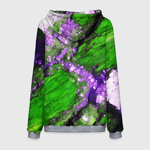 Мужская толстовка Фиолетовый минерал в зелёном камне / 3D-Меланж – фото 2