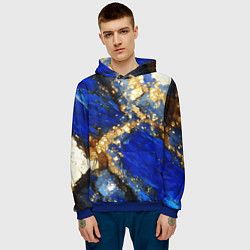 Толстовка-худи мужская Золотой минерал в синем камне, цвет: 3D-синий — фото 2