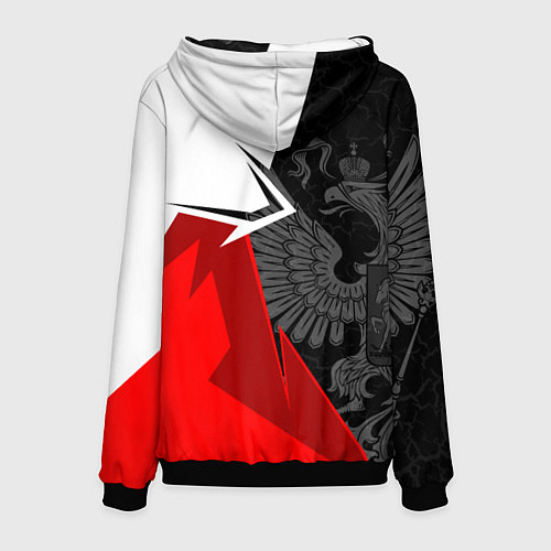 Мужская толстовка Герб России - красно-белый / 3D-Черный – фото 2