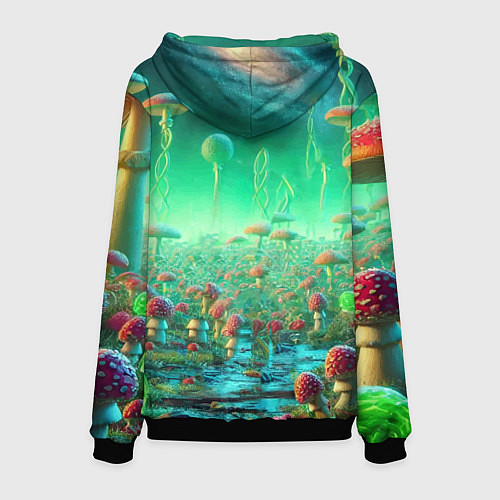 Мужская толстовка Рик и Морти изучают планету мухоморов - нейроарт ф / 3D-Черный – фото 2