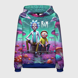 Толстовка-худи мужская Рик и Морту на сказочной грибной планете - нейроар, цвет: 3D-синий