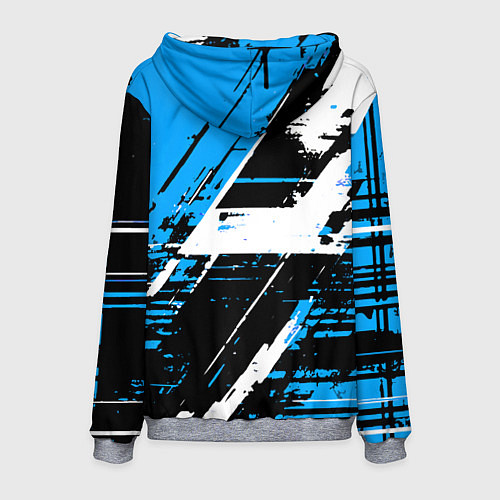 Мужская толстовка Diagonal black and white stripes on a blue backgro / 3D-Меланж – фото 2