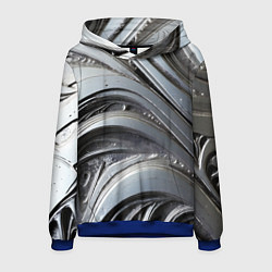 Толстовка-худи мужская Полированный серебряный металл, цвет: 3D-синий