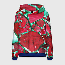 Толстовка-худи мужская Зеленый минерал в красном камне, цвет: 3D-синий