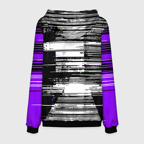 Мужская толстовка Горизонтальные чёрные линии на бело-фиолетовом фон / 3D-Черный – фото 2