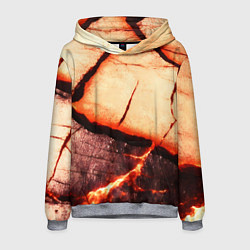 Толстовка-худи мужская Трещины на абстрактном красном фоне, цвет: 3D-меланж
