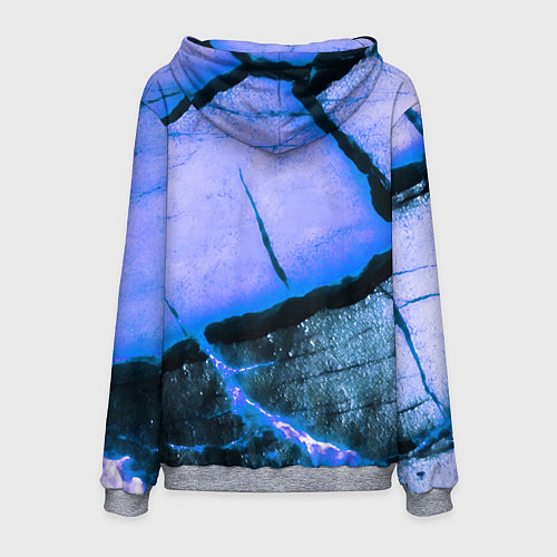 Мужская толстовка Трещины на абстрактном синем фоне / 3D-Меланж – фото 2