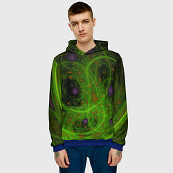 Толстовка-худи мужская Зелёный дым абстракция, цвет: 3D-синий — фото 2