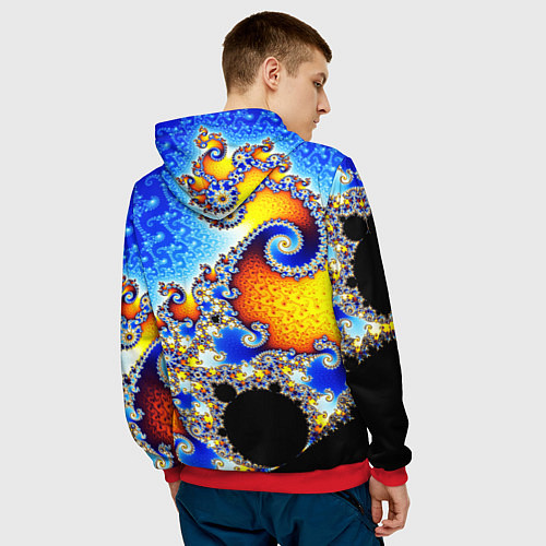 Мужская толстовка Фрактальный узор текстура синий / 3D-Красный – фото 4