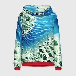 Толстовка-худи мужская Берег и синие волны, цвет: 3D-красный