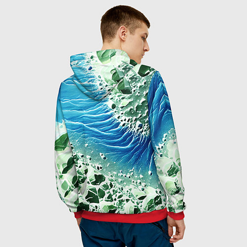 Мужская толстовка Берег и синие волны / 3D-Красный – фото 4