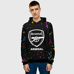 Толстовка-худи мужская Arsenal конфети, цвет: 3D-черный — фото 2