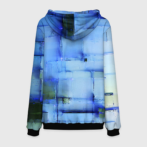 Мужская толстовка Чёрные пятна на синем фоне абстракция / 3D-Черный – фото 2