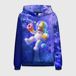 Толстовка-худи мужская Homer Simpson is a brave astronaut, цвет: 3D-синий