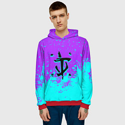 Толстовка-худи мужская Doom краски неон лого, цвет: 3D-красный — фото 2