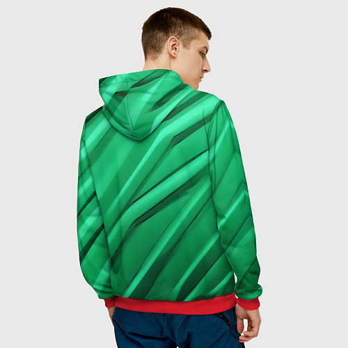 Мужская толстовка Зелёный пластик / 3D-Красный – фото 4