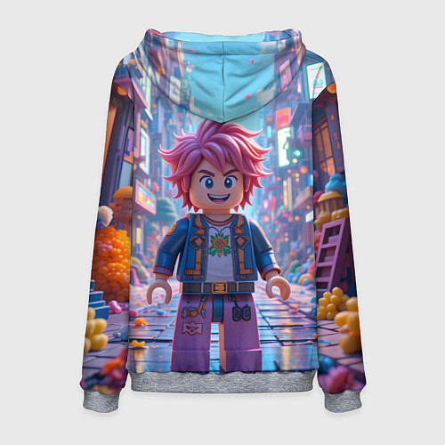 Мужская толстовка Роблокс с розовыми волосами / 3D-Меланж – фото 2