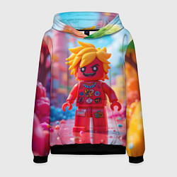 Толстовка-худи мужская Роблокс с желтыми волосами, цвет: 3D-черный