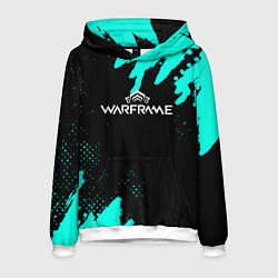 Толстовка-худи мужская Warframe краски голубые, цвет: 3D-белый