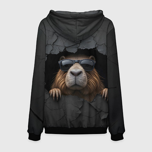 Мужская толстовка Капибара в стене / 3D-Черный – фото 2