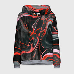 Толстовка-худи мужская Красно-чёрный мрамор, цвет: 3D-меланж