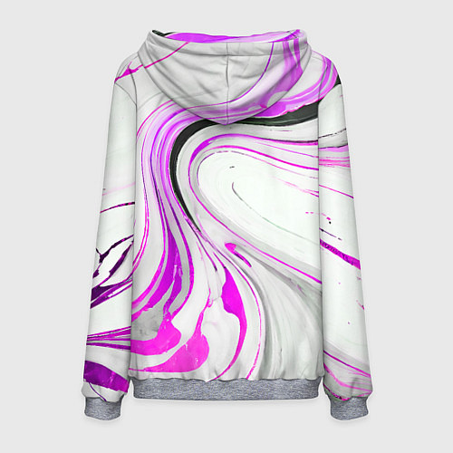 Мужская толстовка Волнистые чёрно-фиолетовые линии на белом фоне / 3D-Меланж – фото 2
