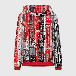 Толстовка-худи мужская Киберпанк паттерн красный, цвет: 3D-красный