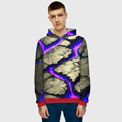 Толстовка-худи мужская Треснувший камень фиолетовый, цвет: 3D-красный — фото 2