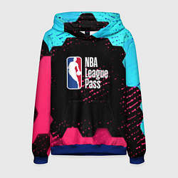Толстовка-худи мужская NBA баскетбол соты неон, цвет: 3D-синий