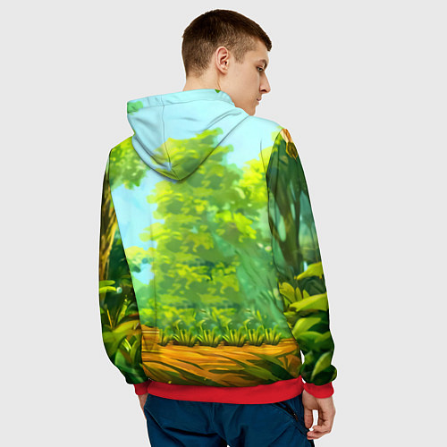 Мужская толстовка Пандочка в лесу / 3D-Красный – фото 4