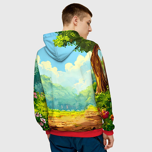 Мужская толстовка Слоненок в лесу / 3D-Красный – фото 4