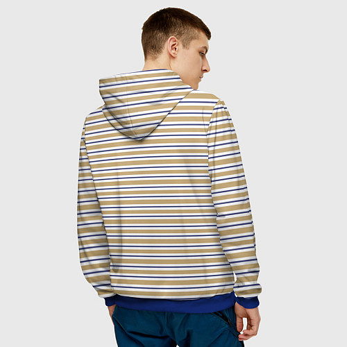 Мужская толстовка Бежевый с синей полосой / 3D-Синий – фото 4