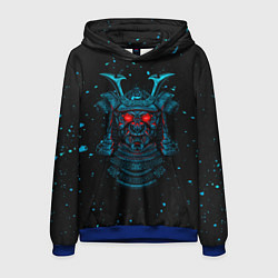 Толстовка-худи мужская Японский самурай маска, цвет: 3D-синий