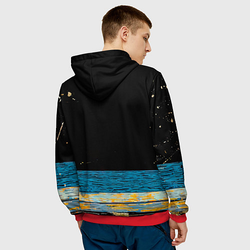 Мужская толстовка Чайка на море ночью / 3D-Красный – фото 4