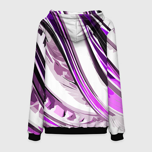 Мужская толстовка Волнистая бело-фиолетовая абстракция / 3D-Черный – фото 2