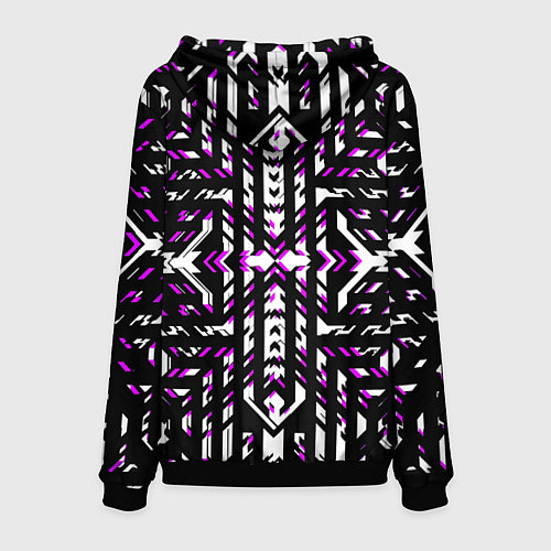 Мужская толстовка Чёрно-фиолетовые диагональные полосы на белом фоне / 3D-Черный – фото 2