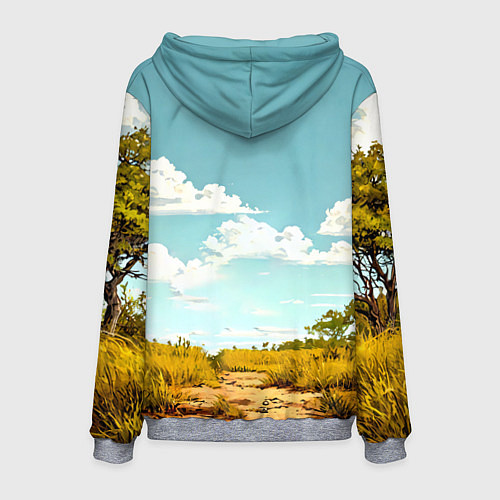 Мужская толстовка Страус в природе / 3D-Меланж – фото 2